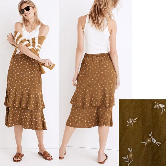 Madewell Ruffle Tiered Midi Skirt in Daisy - Picture 1 of 12